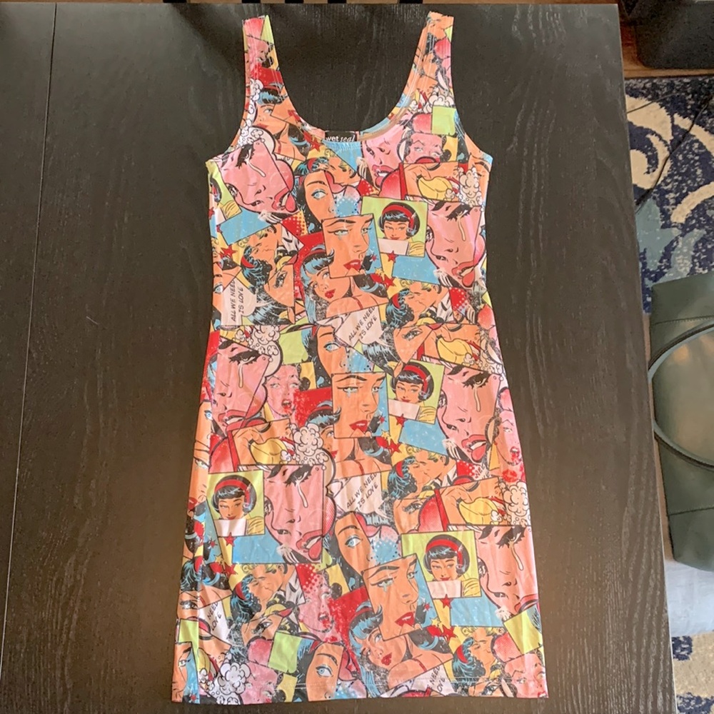 Wet Seal graphic print mini dress, Size Small